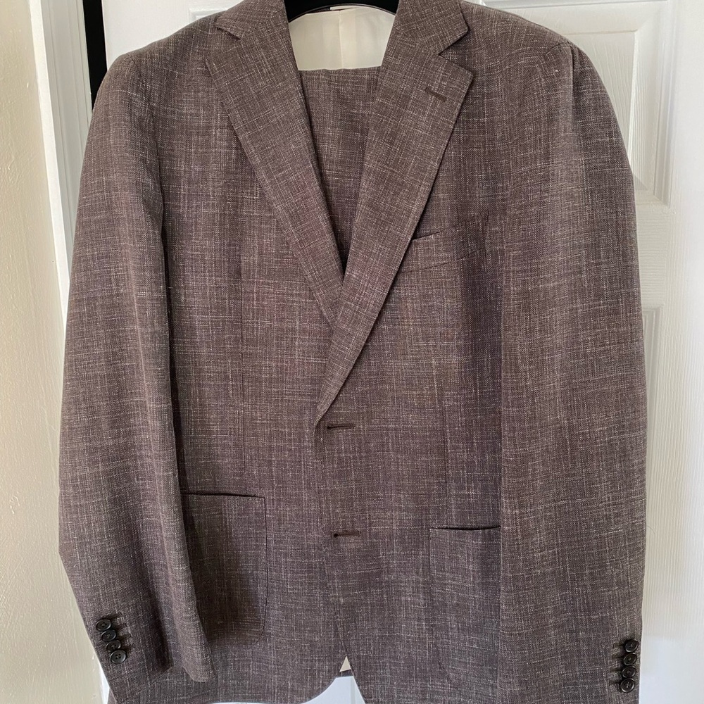 Suitsupply Havana Brown Wool Silk Linen E. Thomas 3 Piece Waistcoat